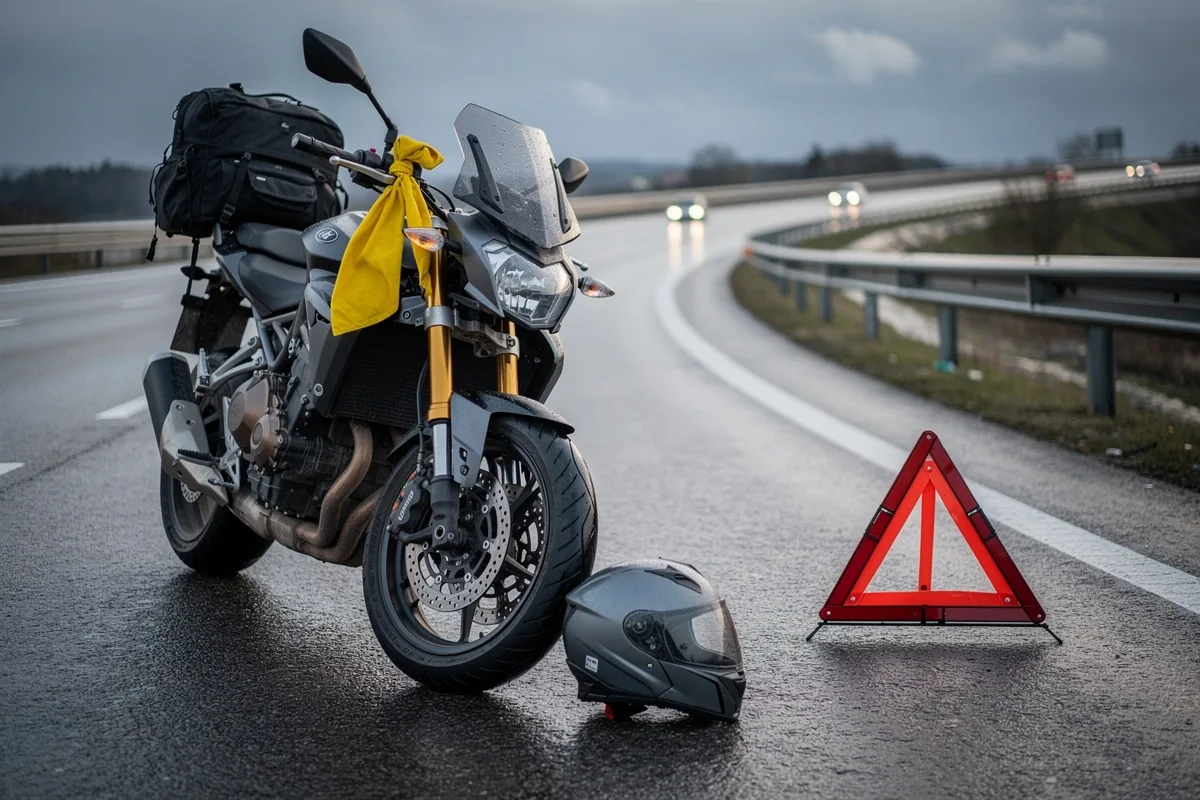 Cosa significa un panno giallo legato al manubrio di una moto