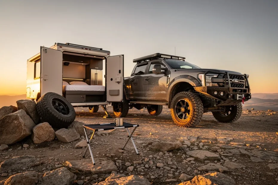 Pesa 14 tonnellate, ha un diesel da 400 CV e dentro sembra uno yacht: il camper 4x4 autosufficiente con “appartamento sganciabile”