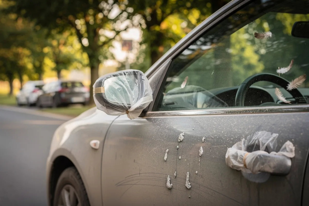 Sacchetti di plastica sugli specchietti: perché sempre più automobilisti li usano